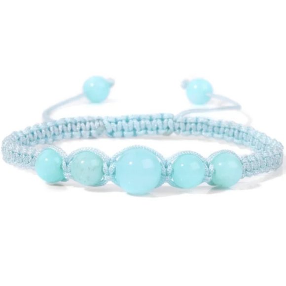 Blue Stone Bracelet,Gemstone Bracelet,Drawstring Bracelet,Shamballa Bracelet - Picture 1 of 1